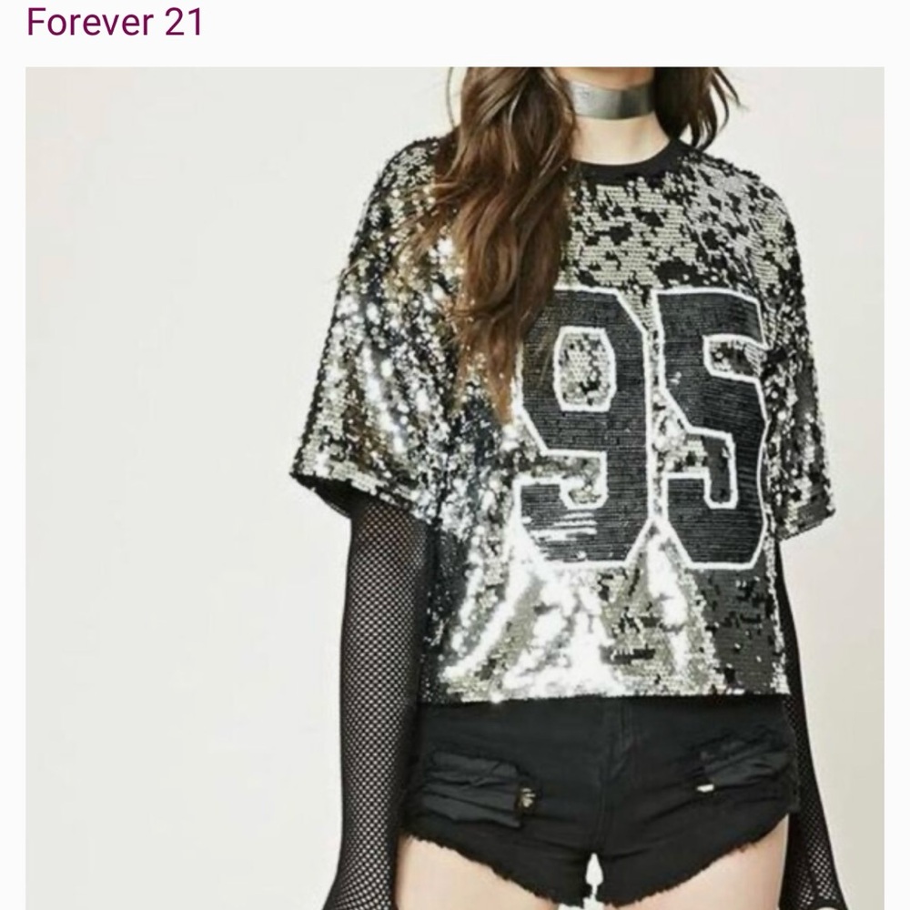 Forever 21 Silver Sequin Women's Top